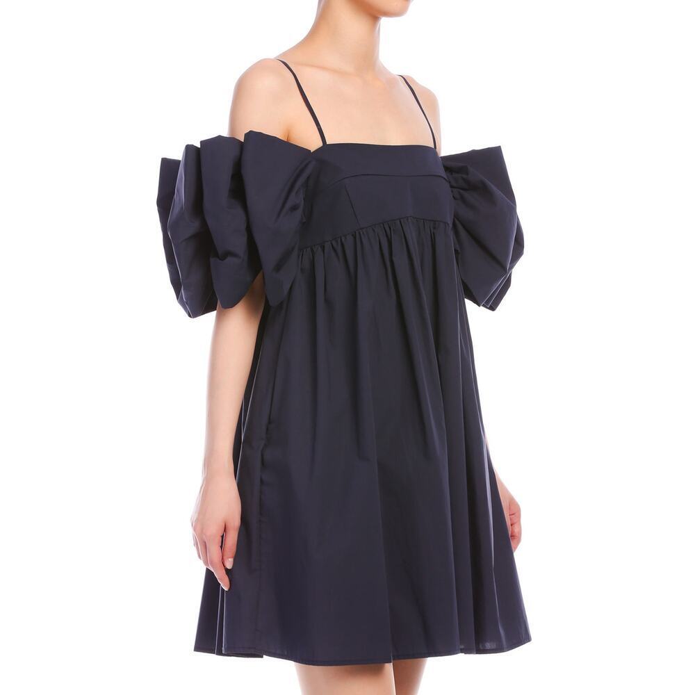 MEIMEIJ Navy Off-Shoulder Puff Sleeve Mini Dress Size 40